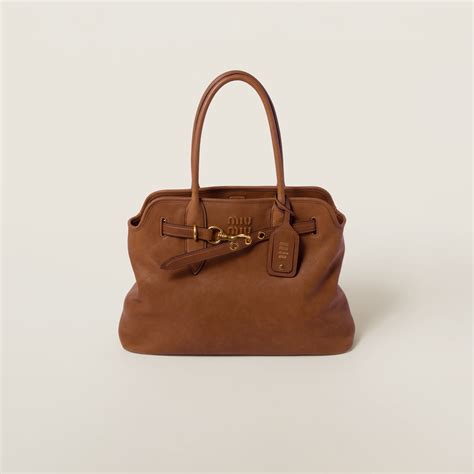 Miu Miu: Brown Aventure Nappa Leather Bag 